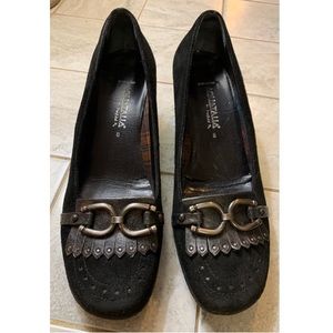 Aquatalia Marvin K Black Suede Wedge SZ 8